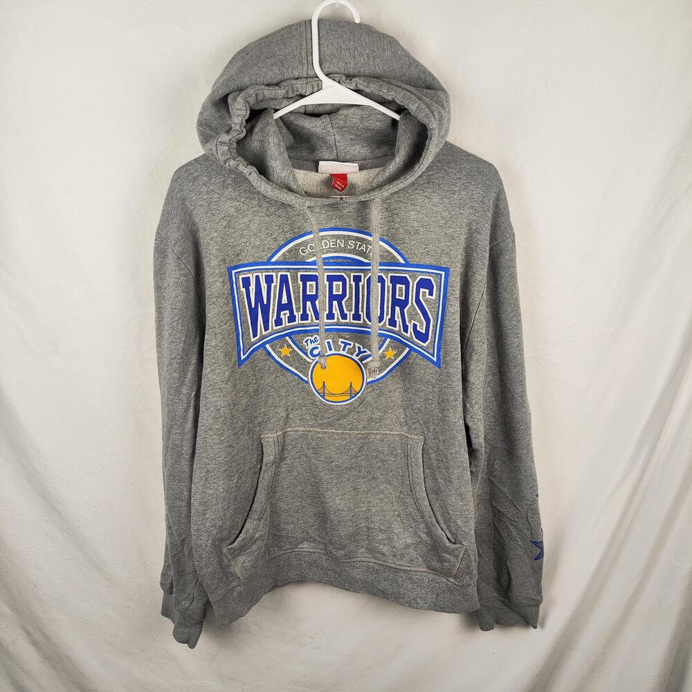 Golden State Warriors Hoodie Mens Large Gray NBA Basketball City Mitchell & Ness